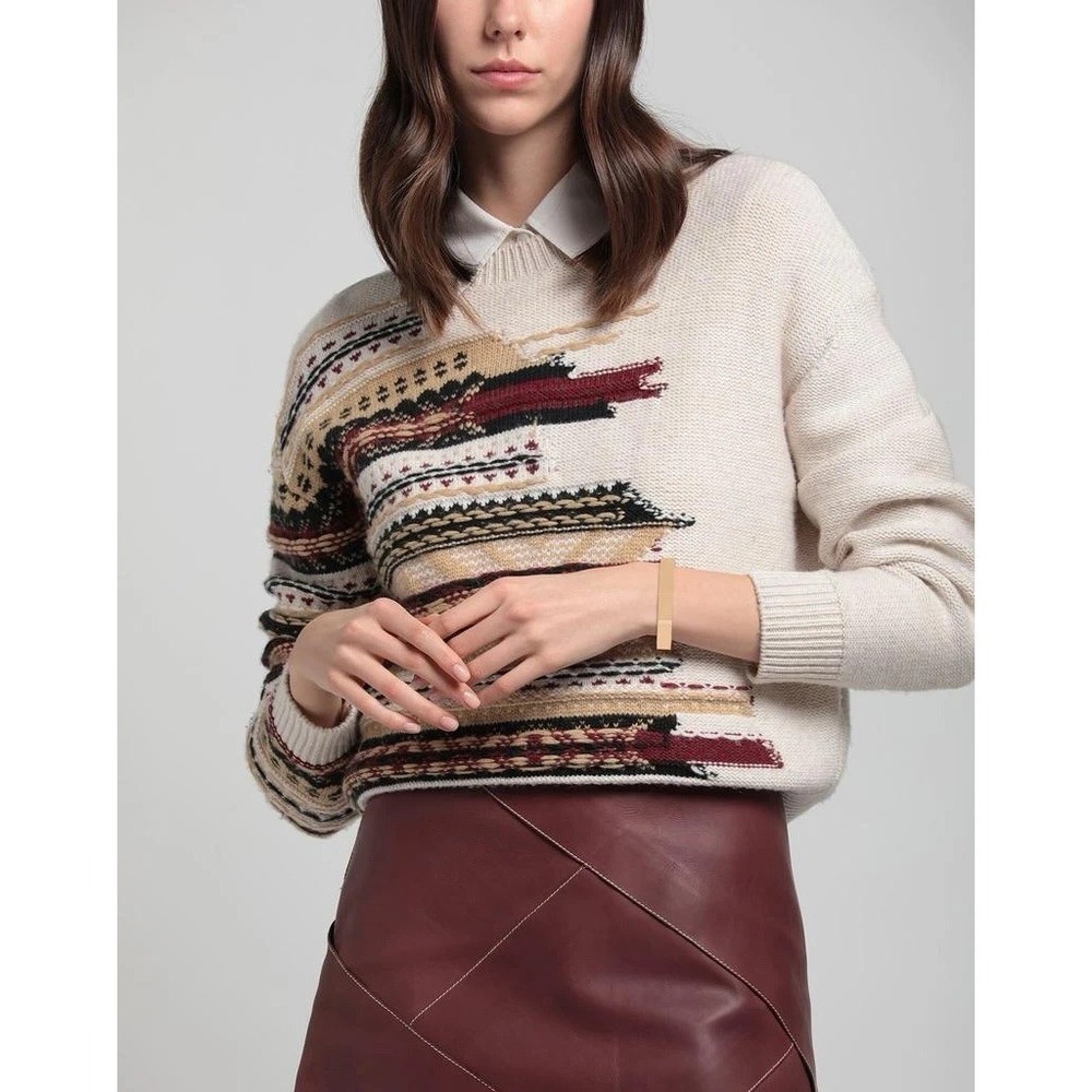 RAG & BONE Annalise Fair Isle Crewneck Sweater Wool Cashmere Blend Size S/P